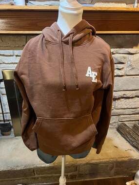 American Eagle Super Soft Fleece Hoodie Brown with Sleeve and Chest Logo